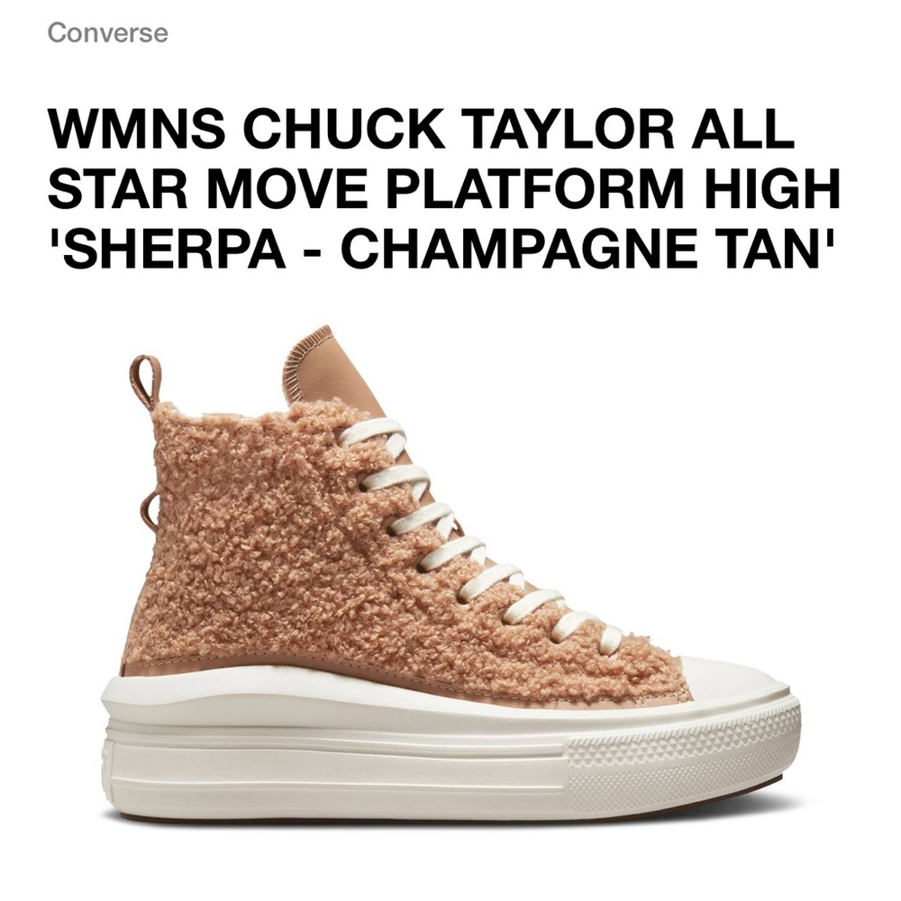 Chuck Taylor All Star Move Platform High Sherpa Champagne Tan Women’s Size 6.5